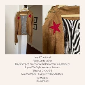 Lenni The Label Faux Suede Lighting Bolt Jacket
